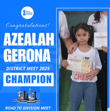 Azealah Gerona Wins Champion at District Meet 2025 – Youngest Player to Compete