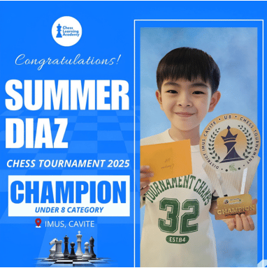 Summer Diaz Shines as Champion at the Imus Cavite Chess Tournament